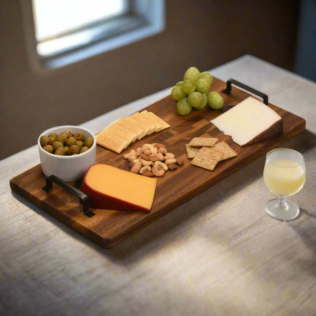 Acacia Serving Trays with Metal Handles by Kalmar Home