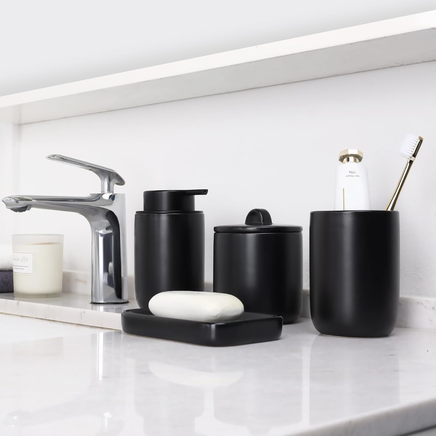 Matte Black 4-Piece Bathroom Set by BosilunLife