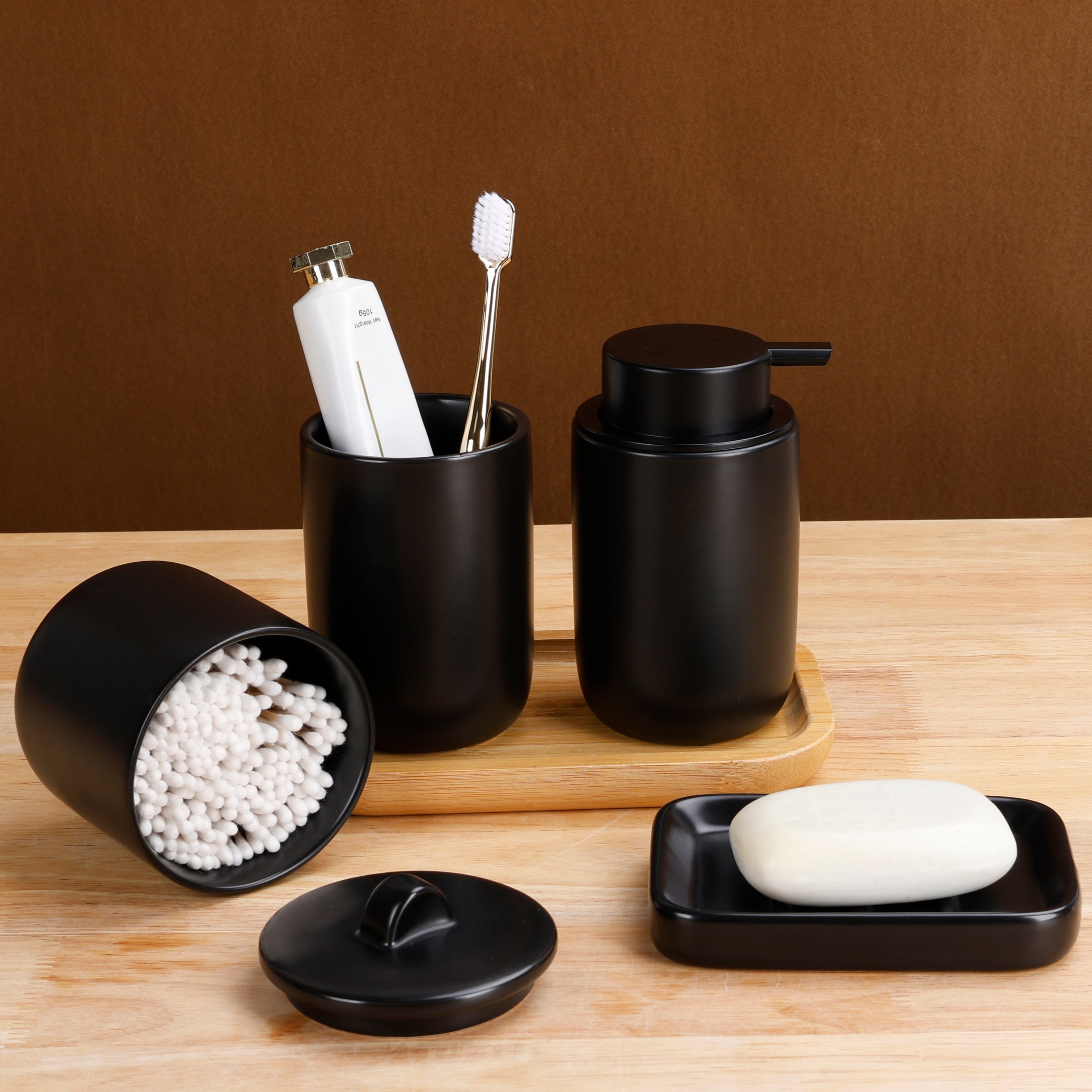 Matte Black 4-Piece Bathroom Set by BosilunLife