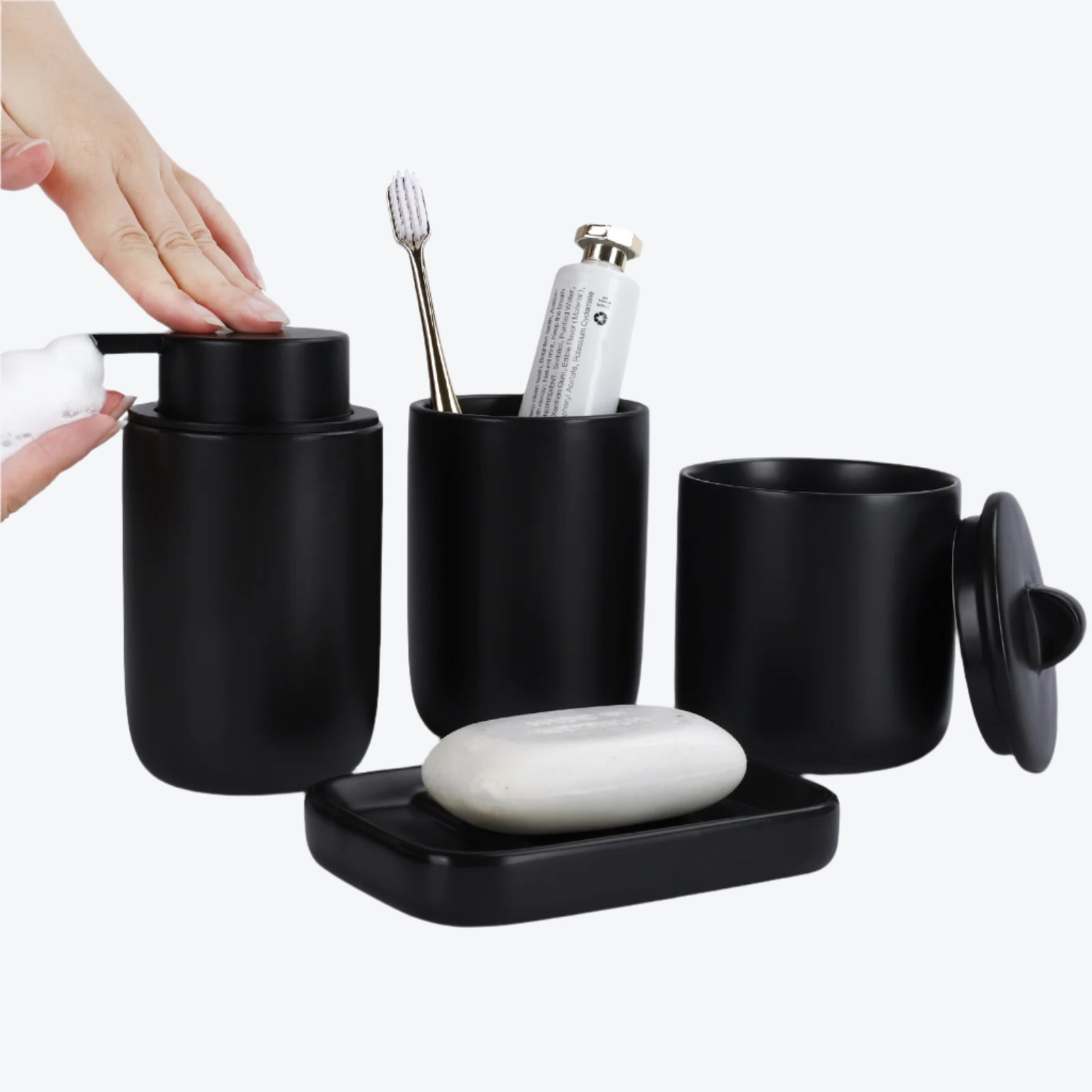 Matte Black 4-Piece Bathroom Set by BosilunLife
