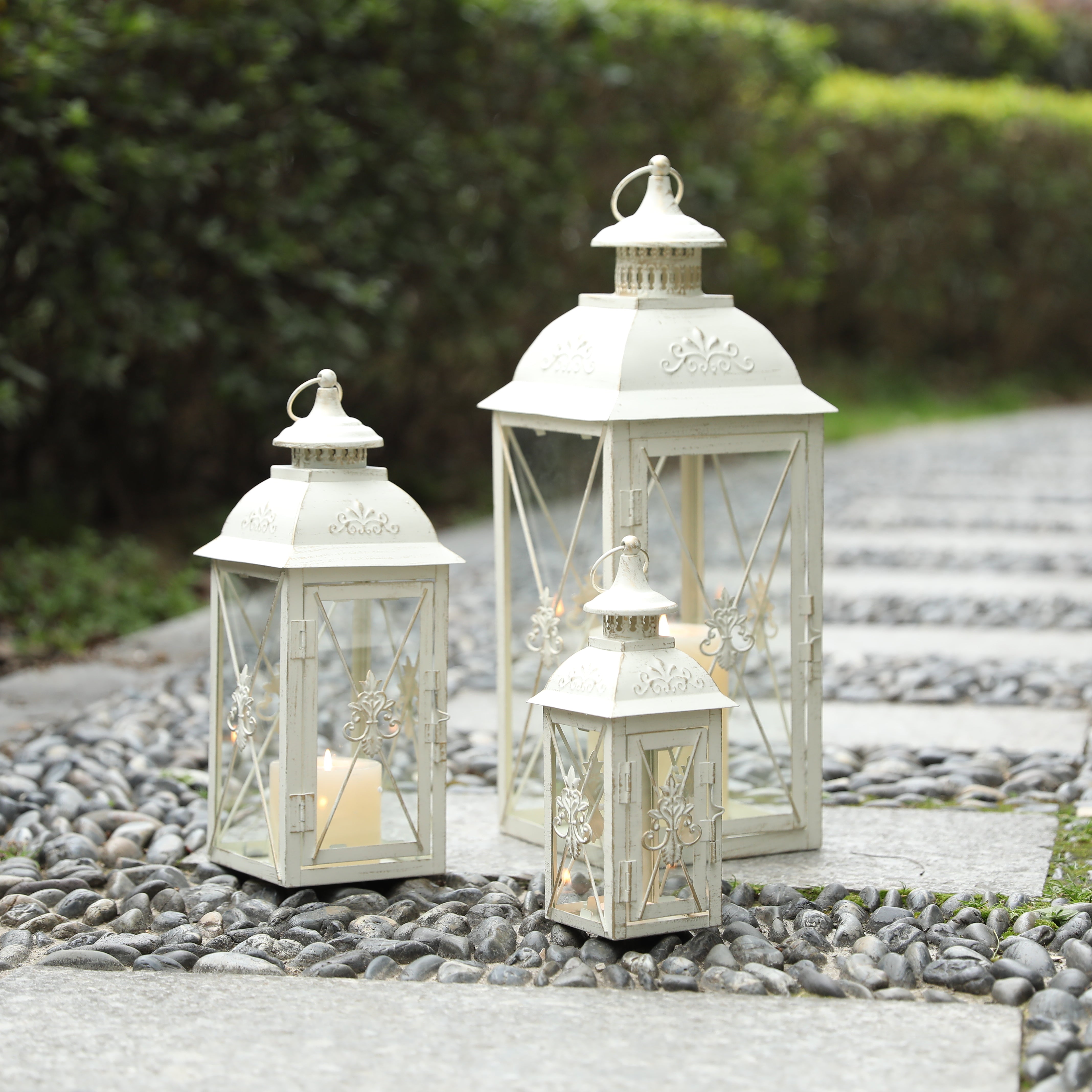 Vintage Metal Candle Holder Lantern by JHY Design, set of 3