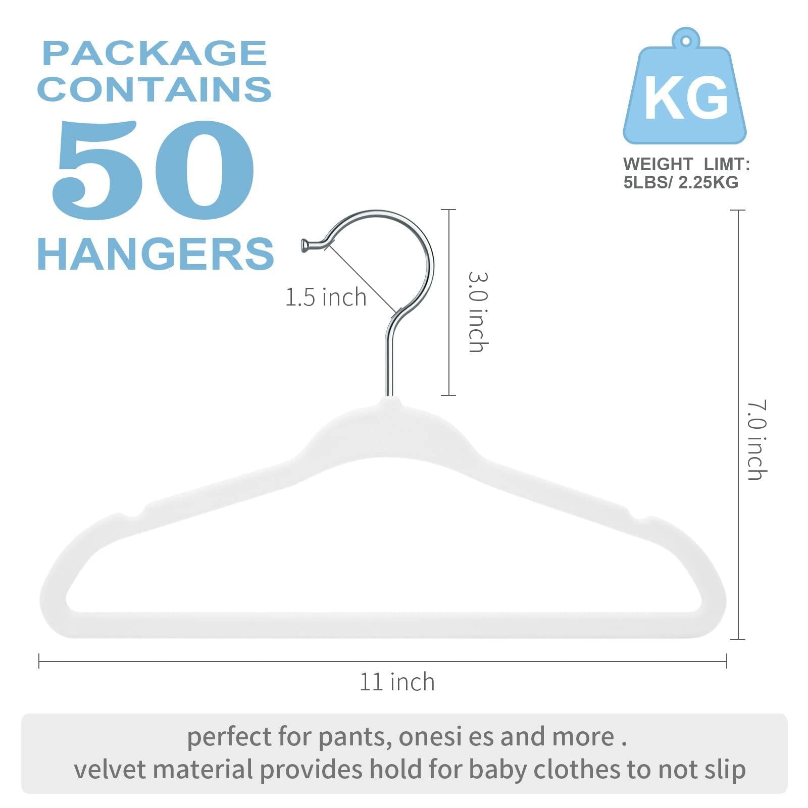 Child-Size Velvet Hangers, 50 Pack