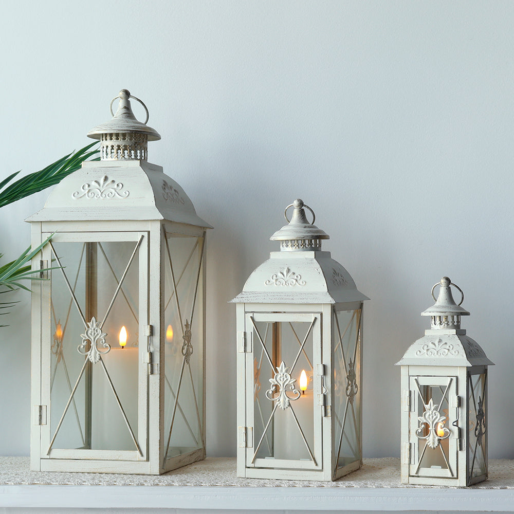 Vintage Metal Candle Holder Lantern by JHY Design, set of 3