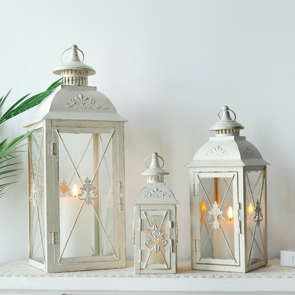 Vintage Metal Candle Holder Lantern by JHY Design, set of 3