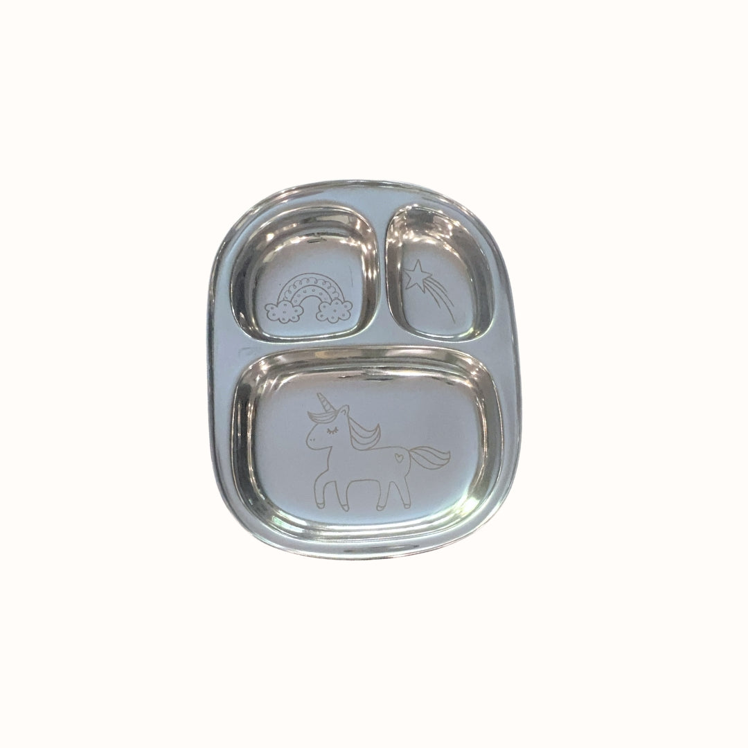 Unicorn Stainless Steel Divided Plate, set of 2