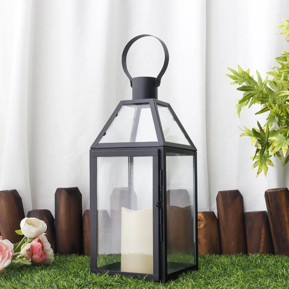 Stainless Steel Black 16" Candle Lantern