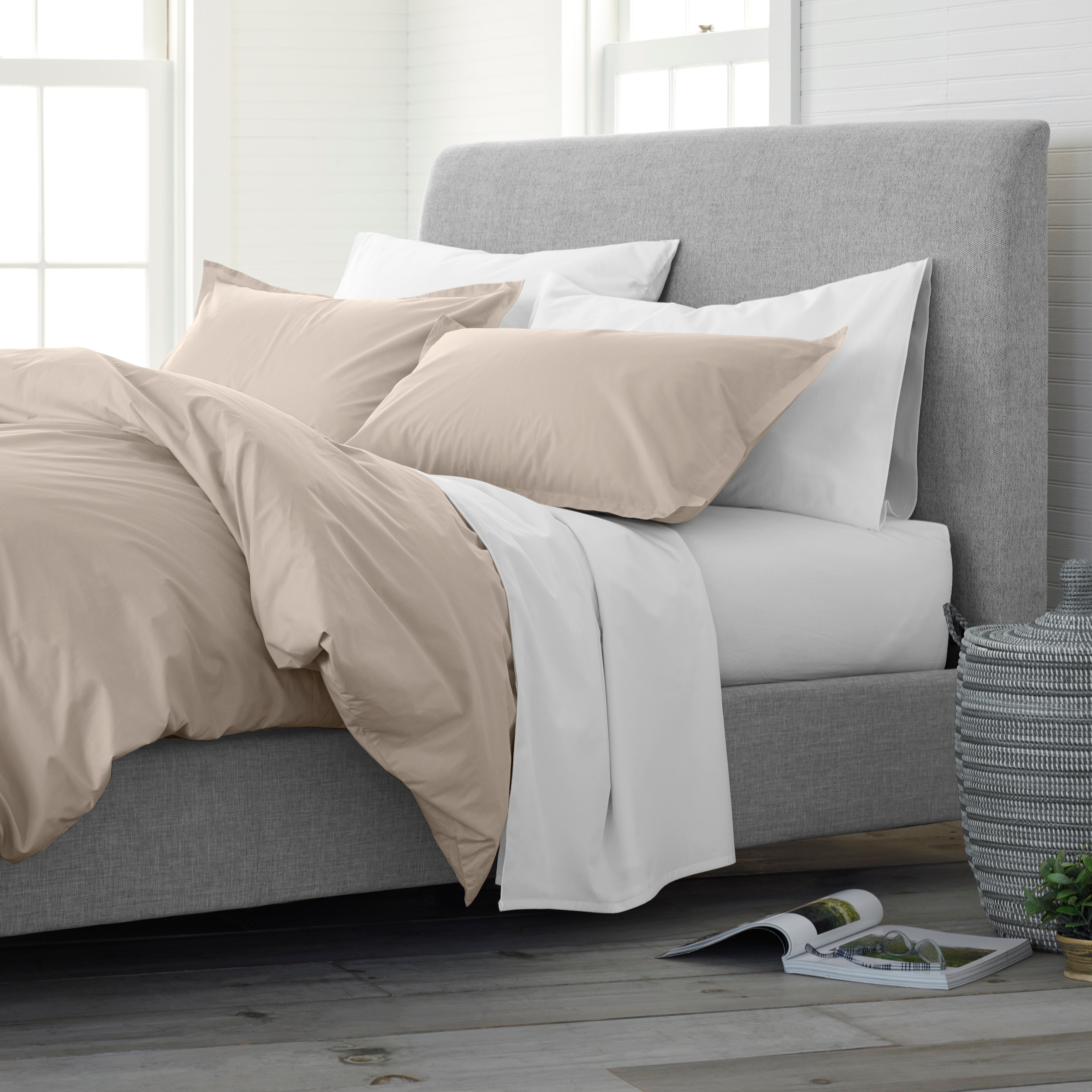 Cotton Duvet Cover Set-Solid Color