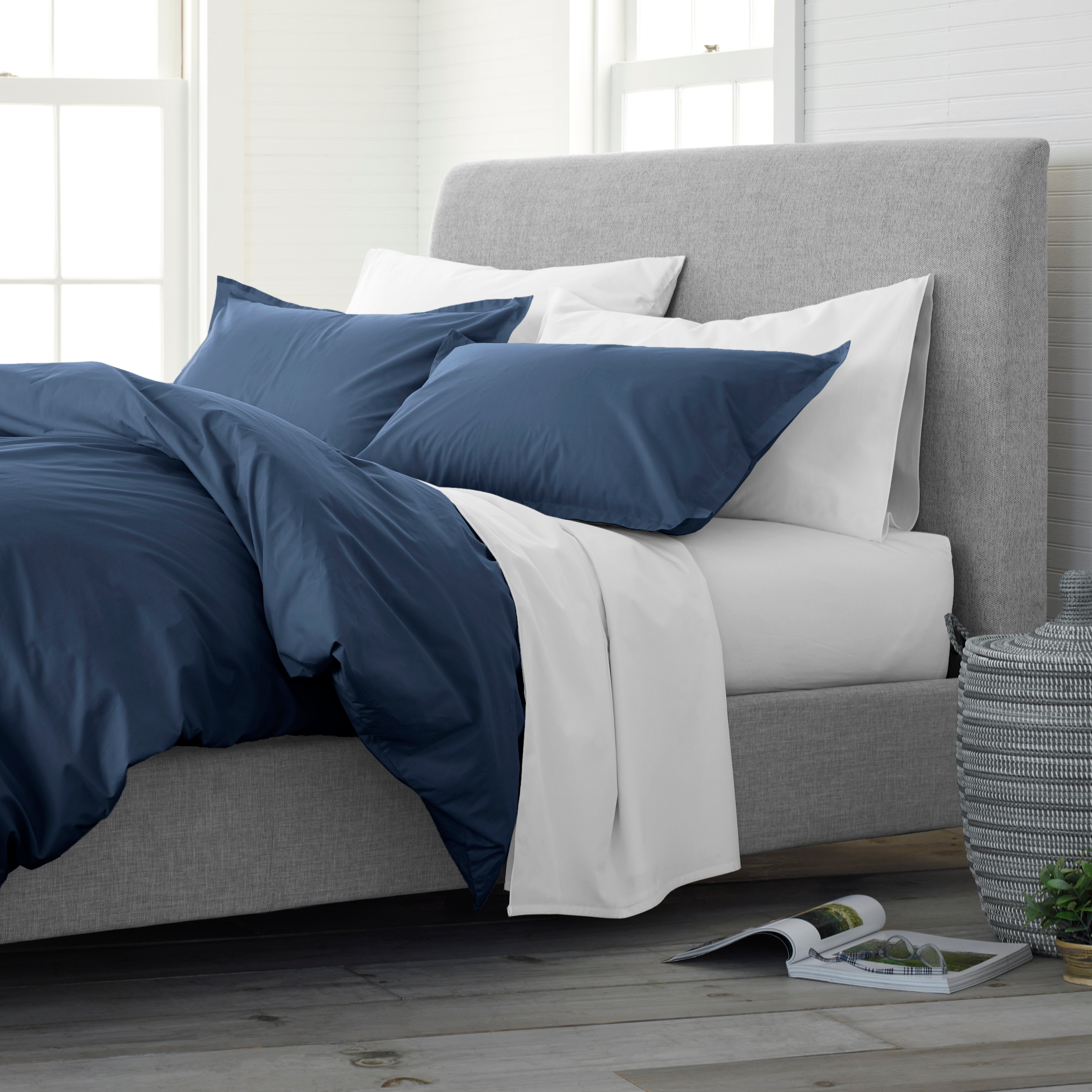 Cotton Duvet Cover Set-Solid Color