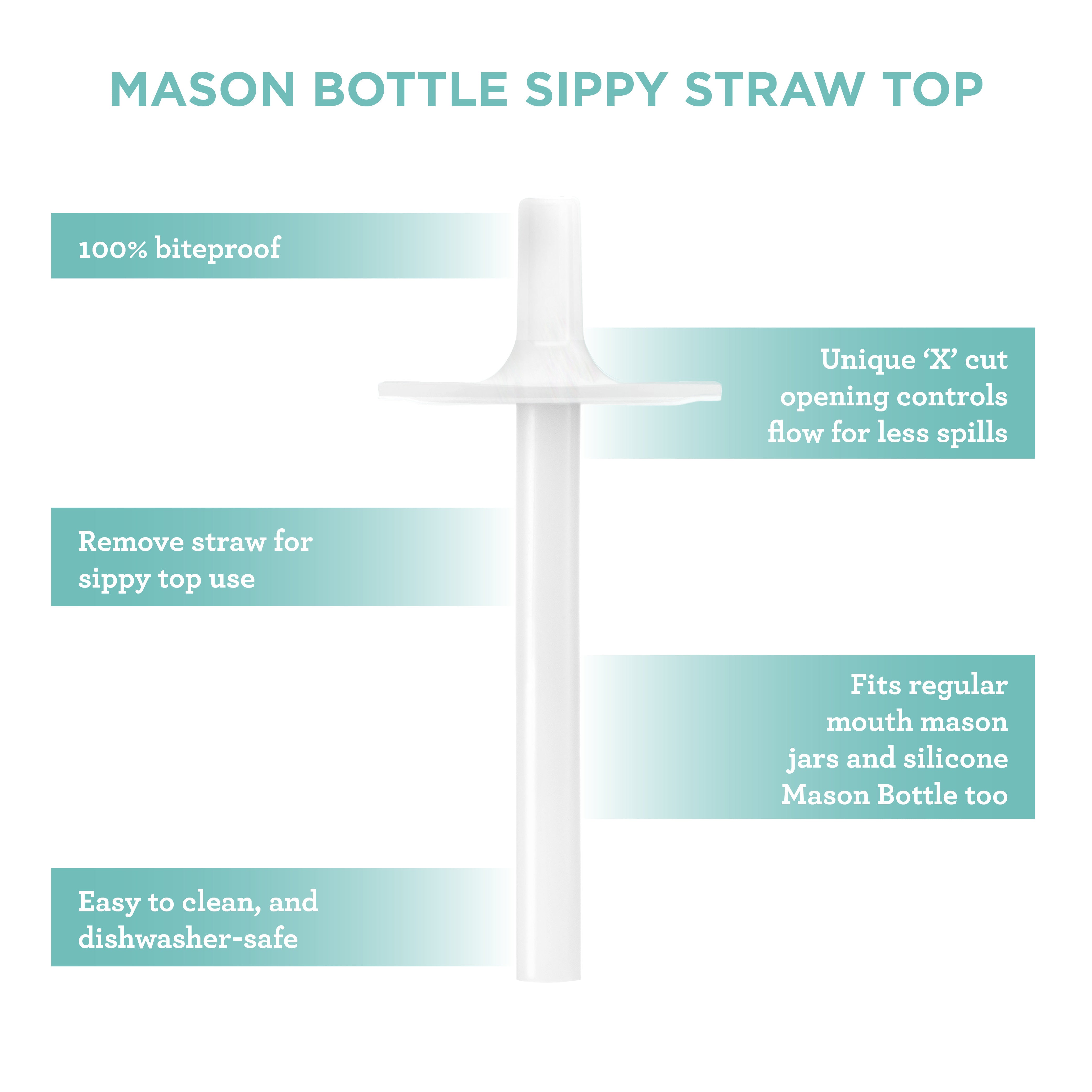 Silicone Straw Tops by Mason Bottle, set of 2