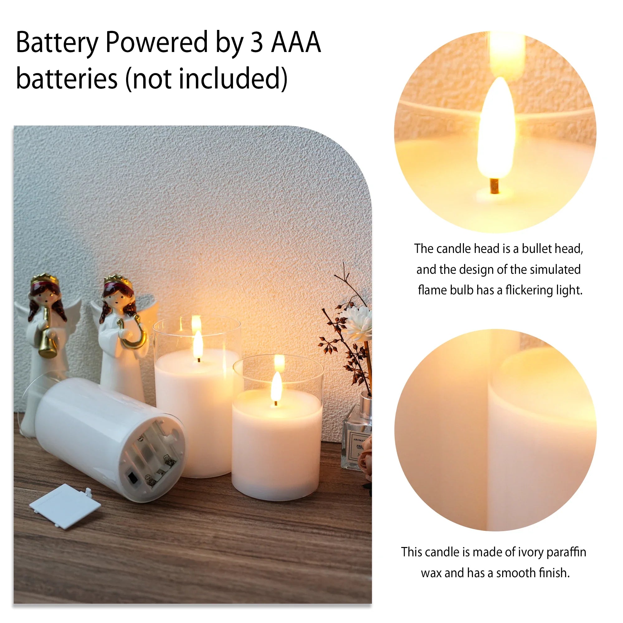Flameless LED Candles by JHY Design, set of 3