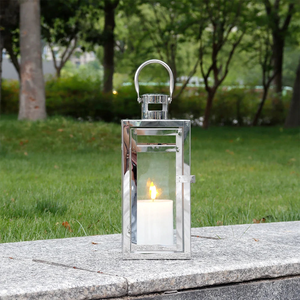 Classic Iron Candle Lantern, silver