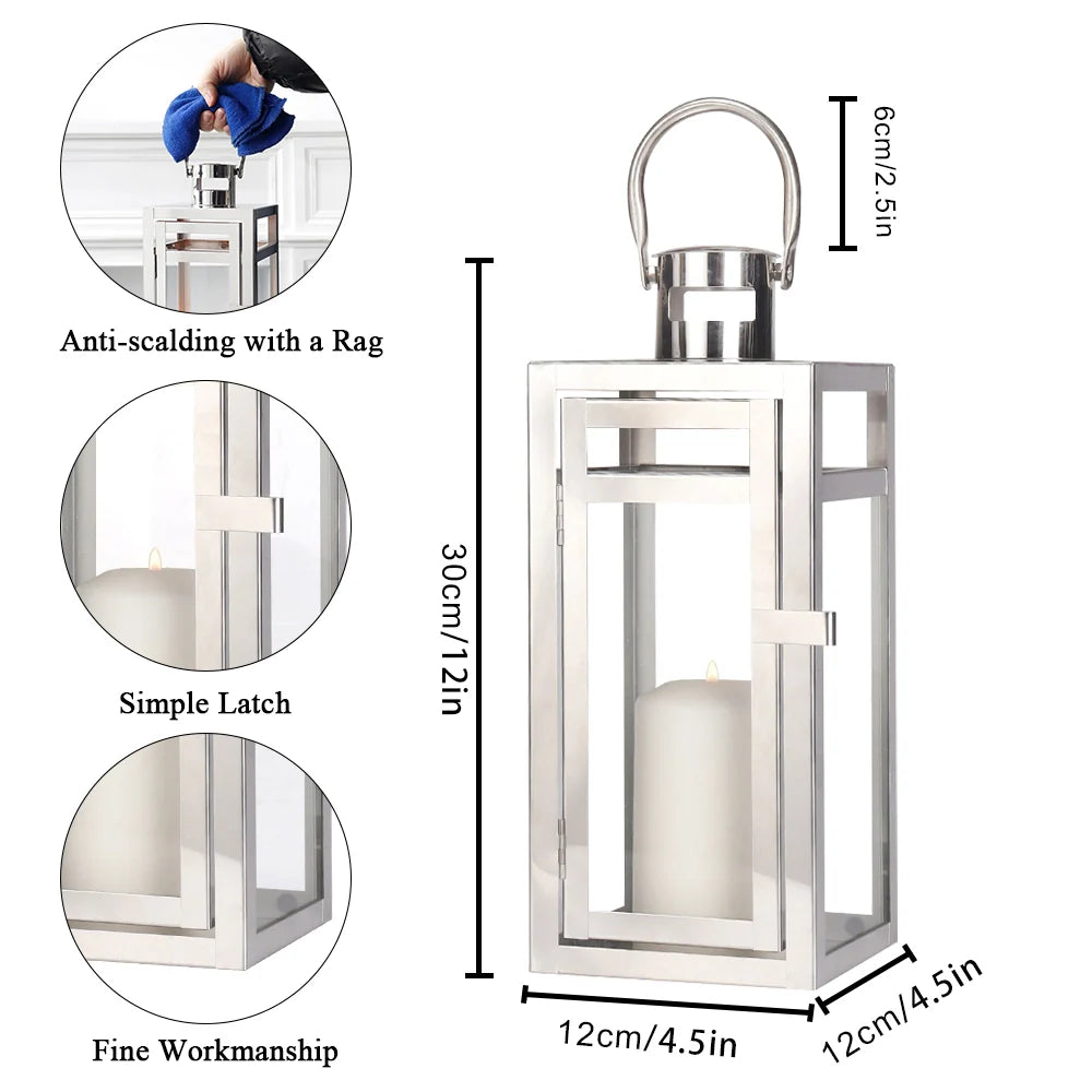 Classic Iron Candle Lantern, silver