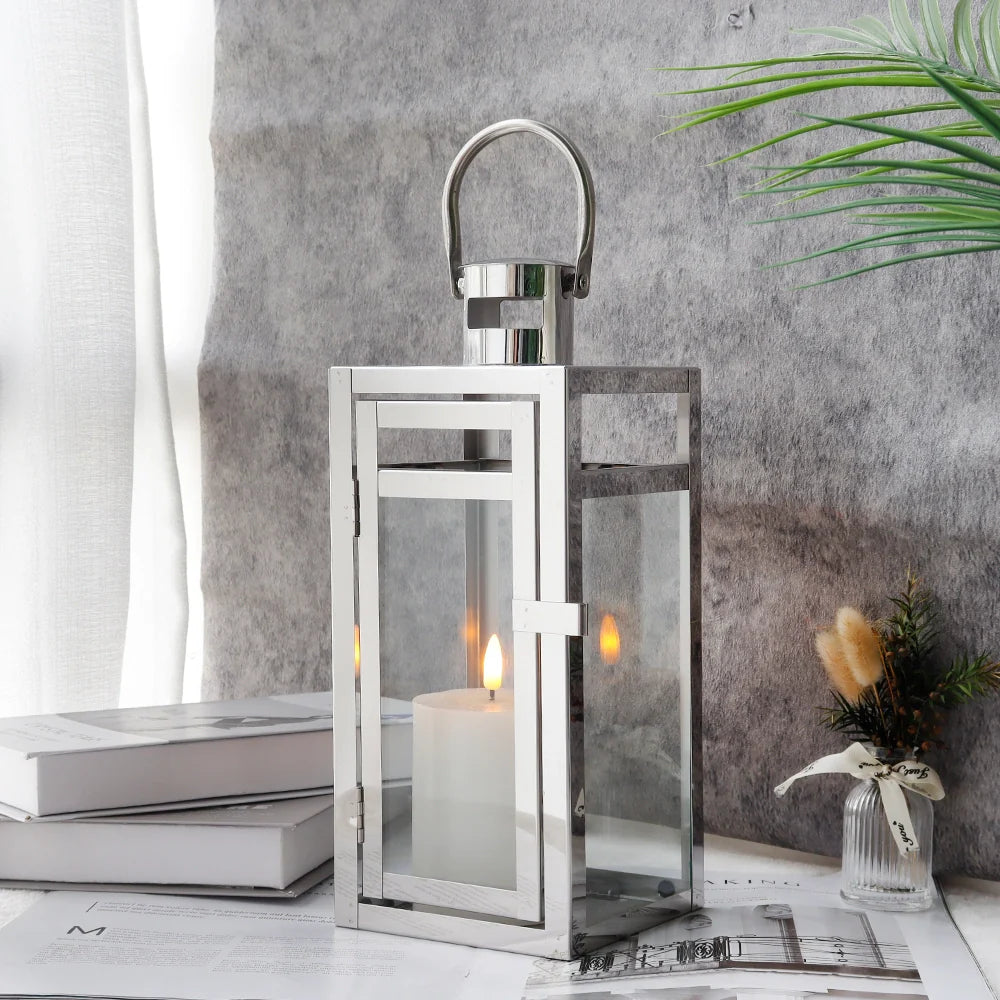 Classic Iron Candle Lantern, silver